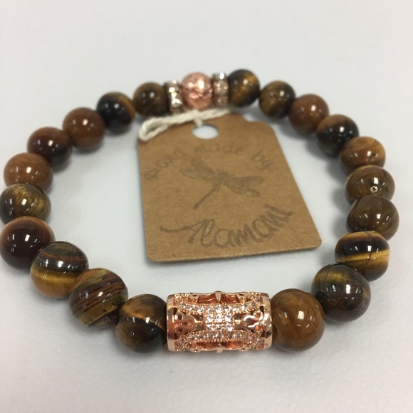 Handmade Stone Beads Stretch Bracelet With Charm